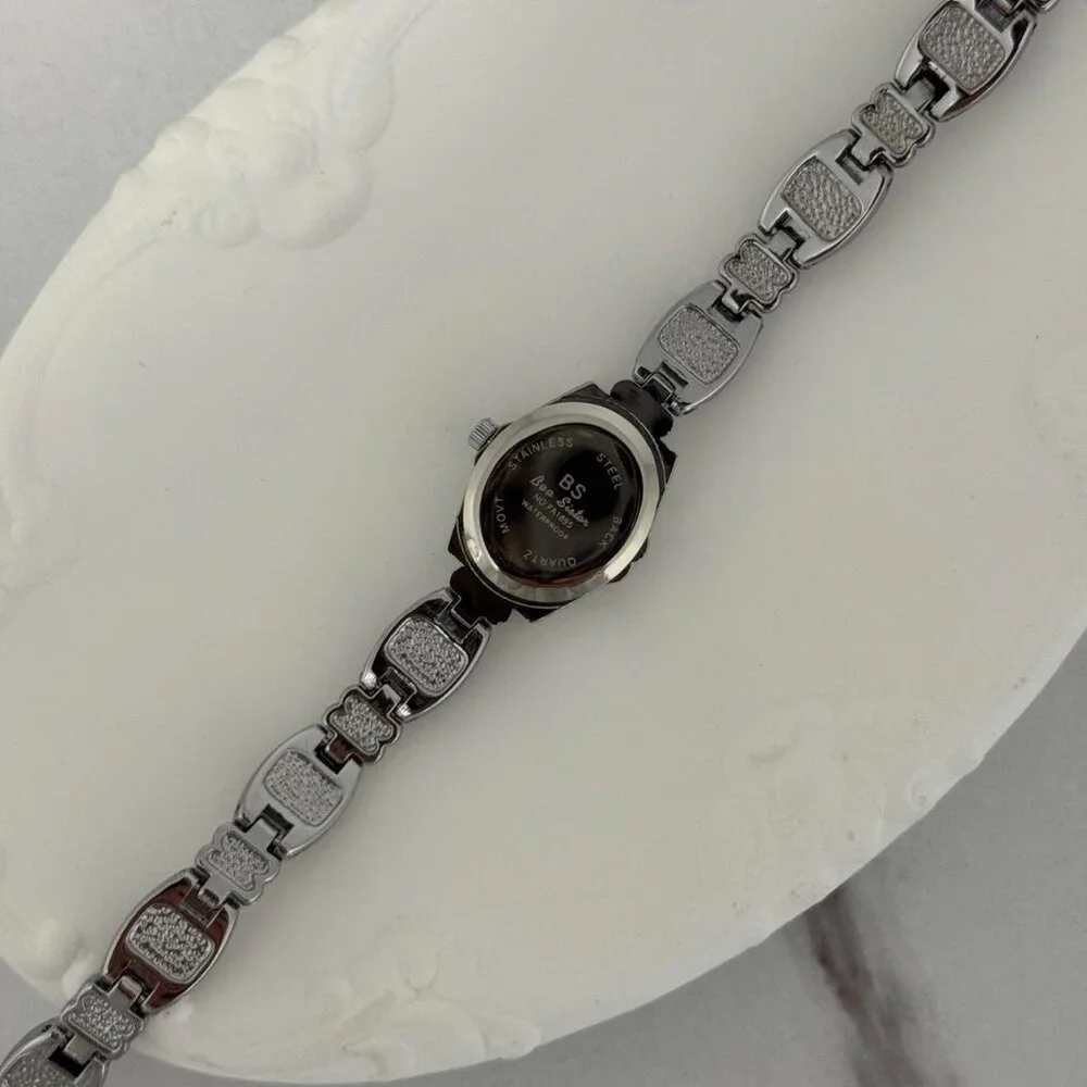 Sku0320‎ Casual Women Silver/Multicoloured Gemstones Fashion Watch + gift bag